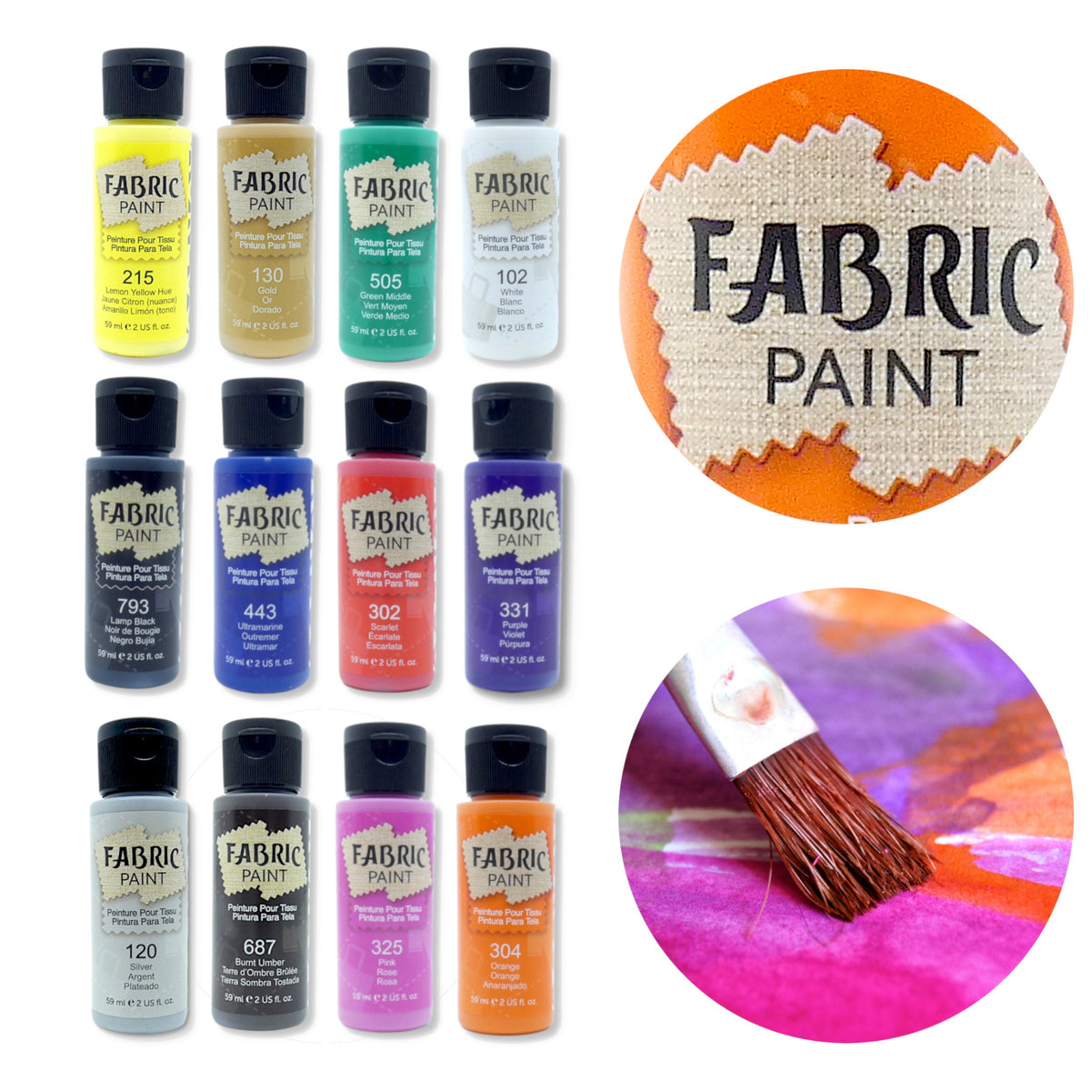 Súprava farieb na textil Phoenix, 12 – 24 × 59 ml
