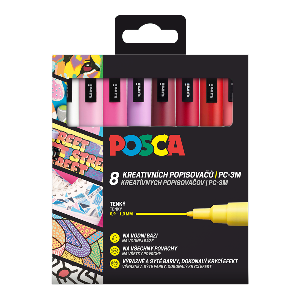 Súprava popisovačov Posca PC-3M LOVE, 0,9 - 1,3 mm - mix teplých tónov (8 ks)