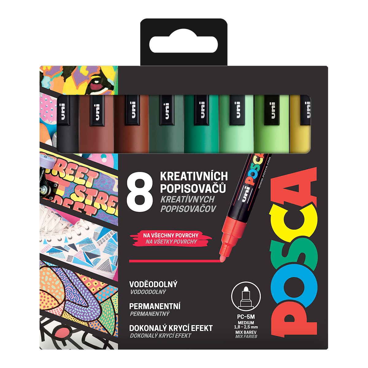 Súprava popisovačov Posca PC-5M EARTH, 1,8 – 2,5 mm – 8 ks