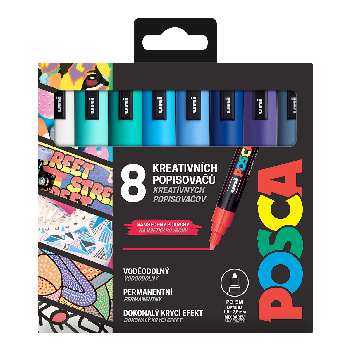 Súprava popisovačov Posca PC-5M OCEAN, 1,8 – 2,5 mm – 8 ks