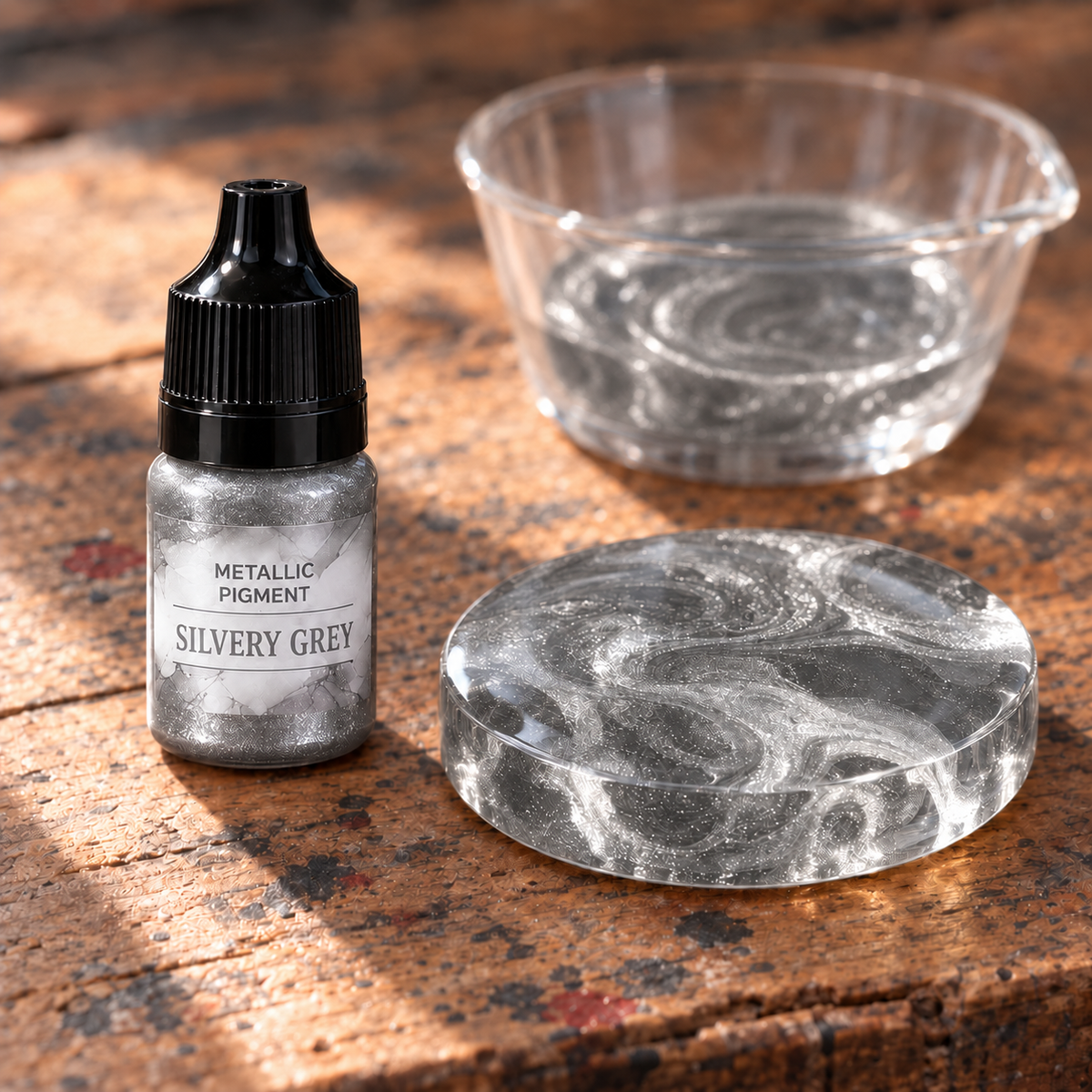 Tekutý metalický pigment do živice 5 ml – strieborná (Silvery Grey)
