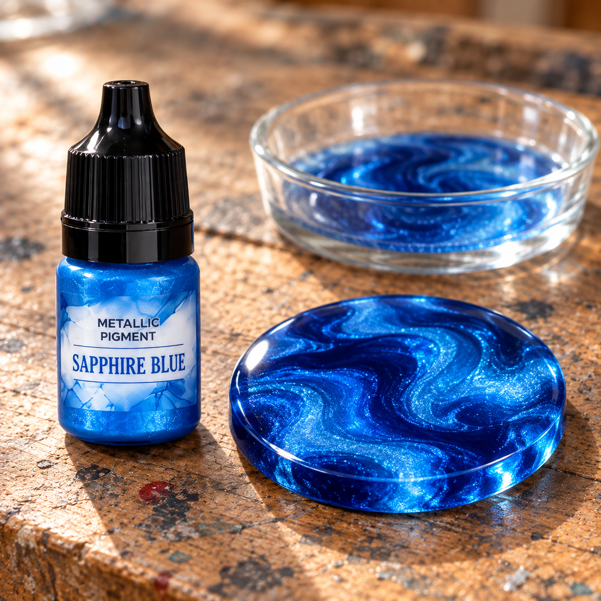 Tekutý metalický pigment do živice 5 ml – zafírová modrá (Sapphire Blue)