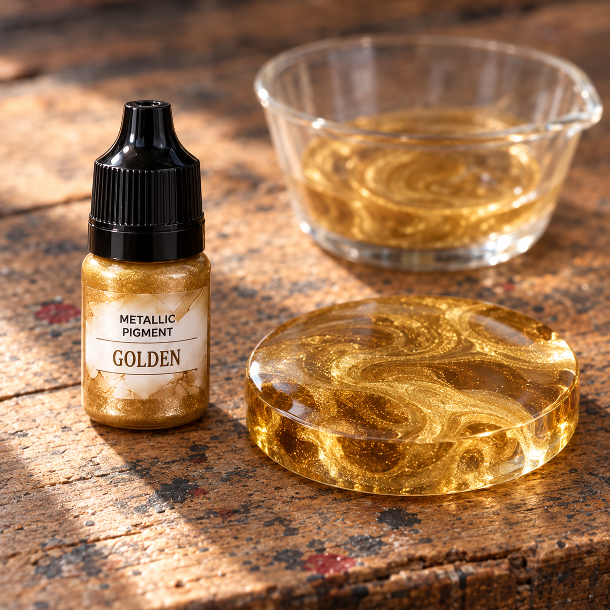 Tekutý metalický pigment do živice 5 ml – zlatá (Golden)