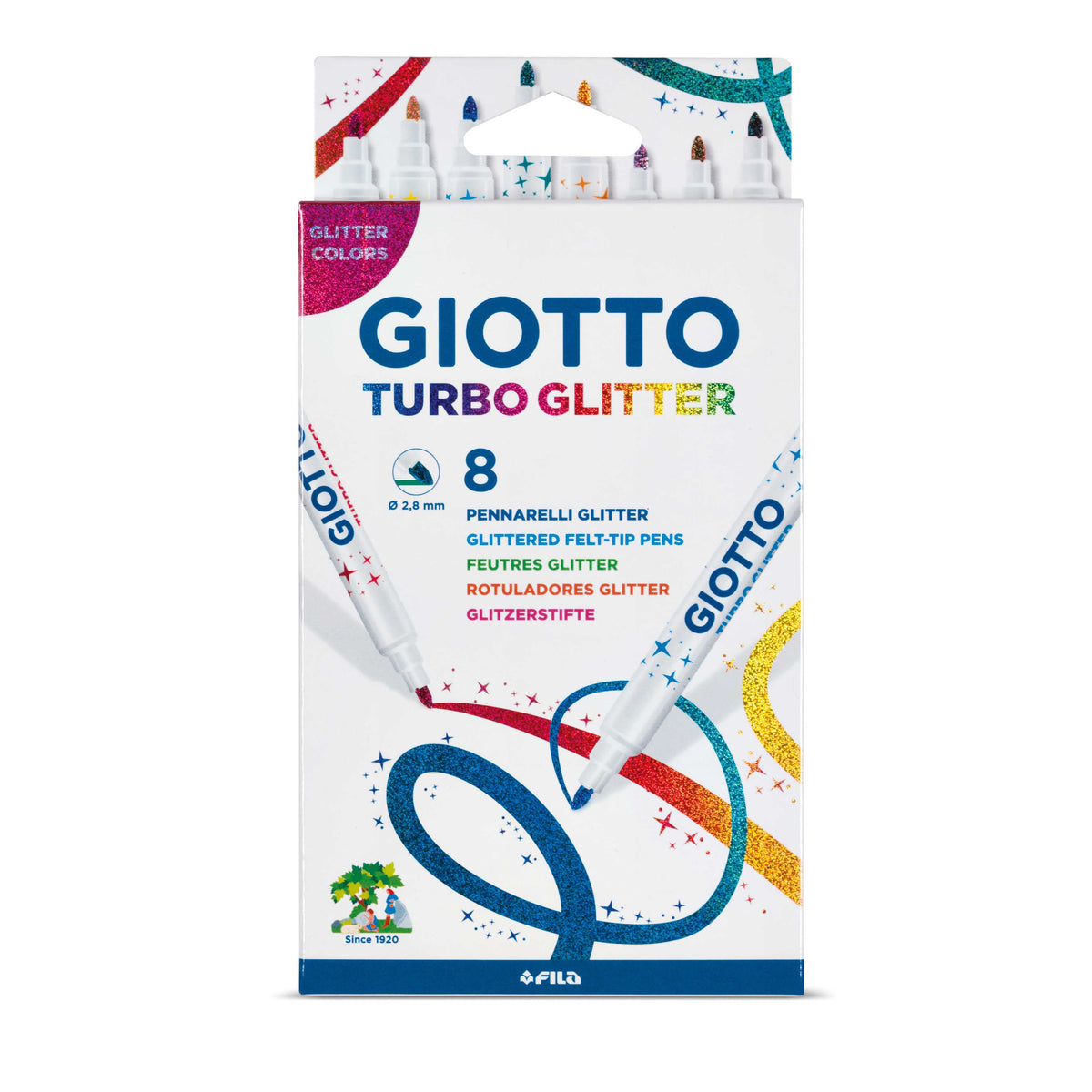 Trblietavé fixky GIOTTO Turbo Glitter 8 ks - 2,8 mm