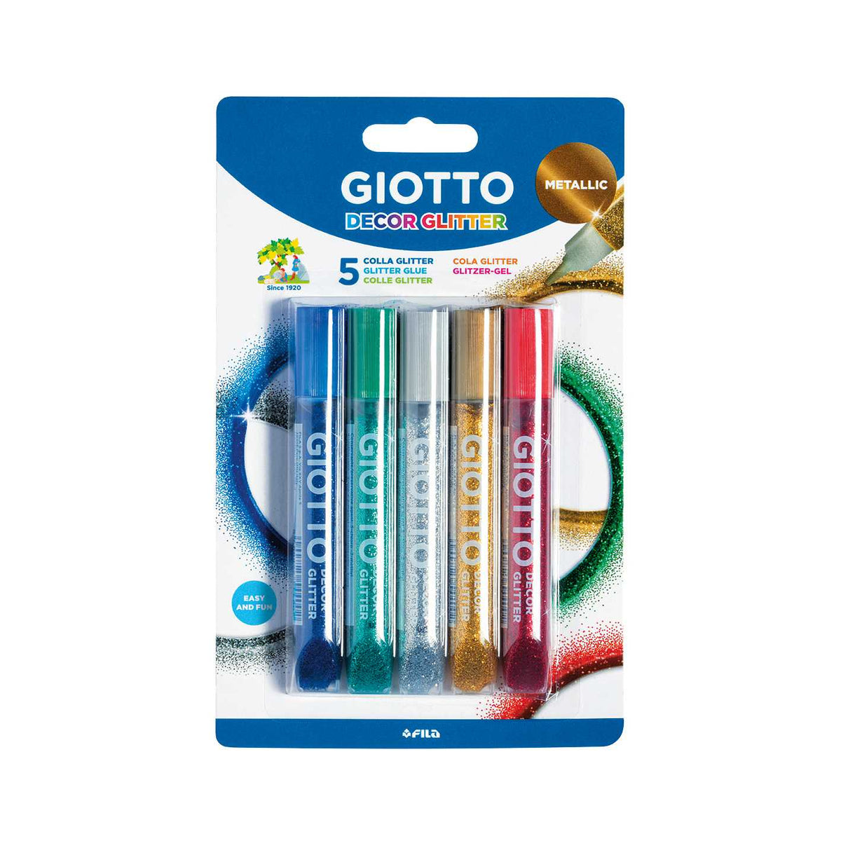Trblietavé lepidlo GIOTTO Glitter Glue metalické farby 5 x 10 g