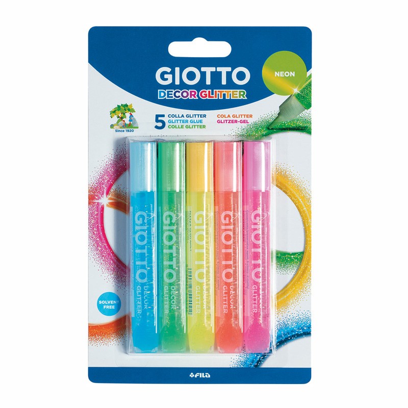 Trblietavé lepidlo GIOTTO Glitter Glue neónové farby 5 x 10 g