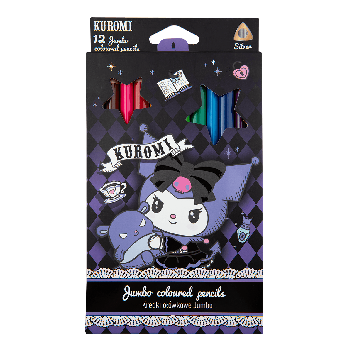 Trojhranné pastelky Colorino JUMBO Kuromi, 12 farieb