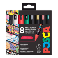 Posca súprava popisovačov PC-5M CHRISTMAS, 1,8 - 2,5 mm, vianočné farby - 8 ks