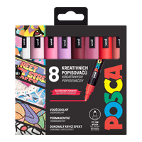 Posca súprava popisovačov PC-5M, LOVE, 1,8 - 2,5 mm, mix teplých tónov (8 ks)