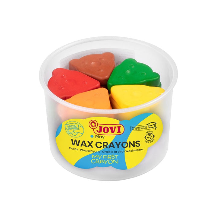 Voskovky Medvedík trojuholníkové 30ks -  10 farieb- základných -  v kelímku