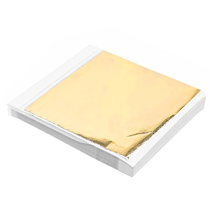 Zlaté metalické plátky na pozlacovanie 14 x 13 cm 100 listov — obrázok 1