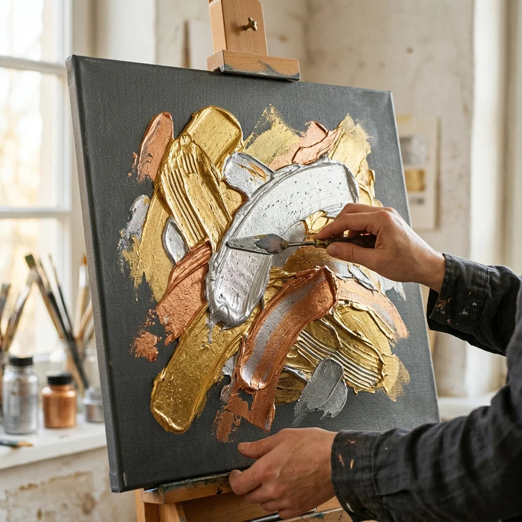 Metalické impasto so špachtľou