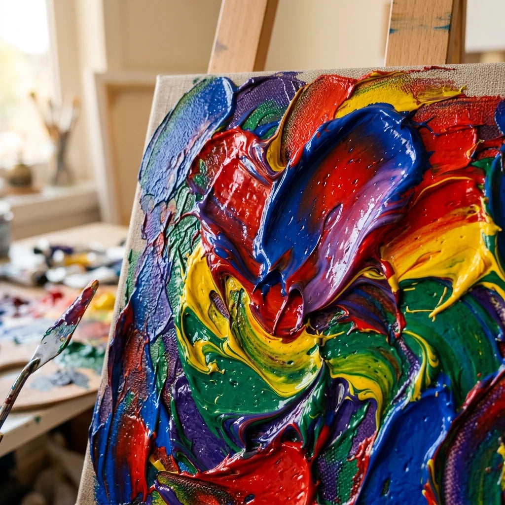 Husté impasto textúry s akrylom El Greco