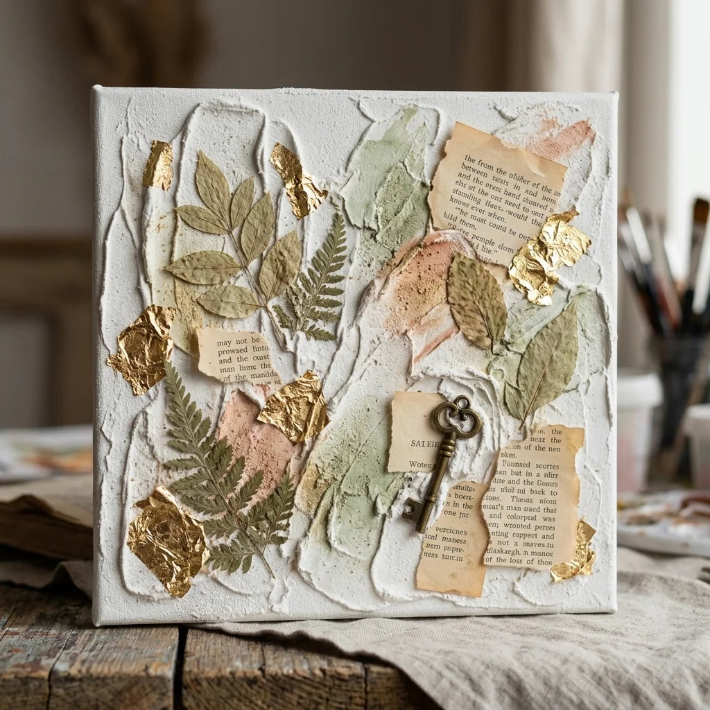 Mixed media koláž z 3D reliéfnej pasty na modelovanie ARTMIE